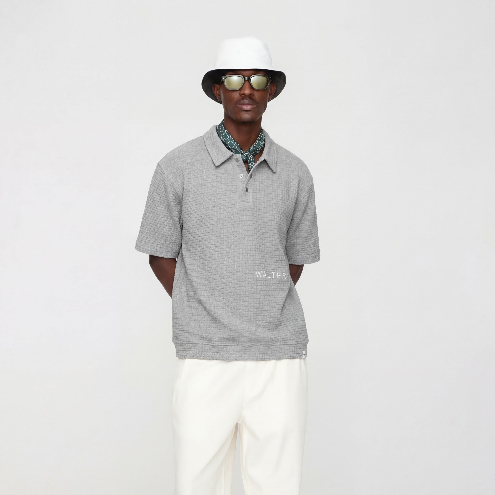 Waffle-Knit Polo